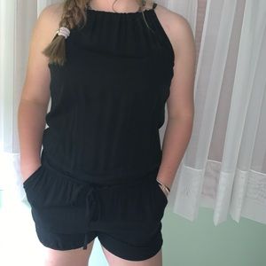 Adjustable black romper with ties